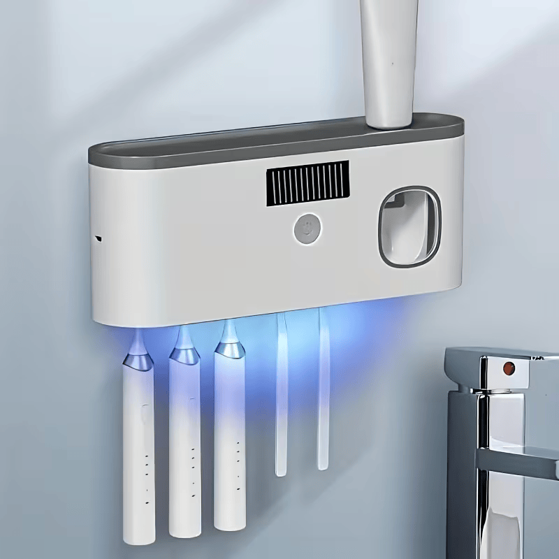 Smart Toothbrush Organizer with Automatic Toothpaste Dispenser