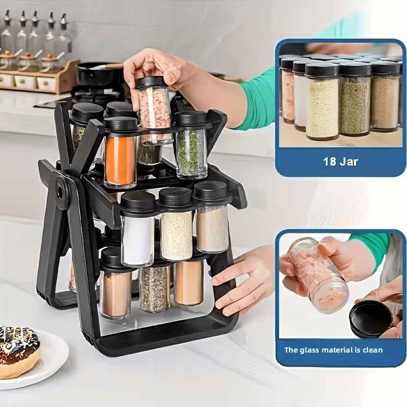 18-Jar Rotating Spice Rack Organizer
